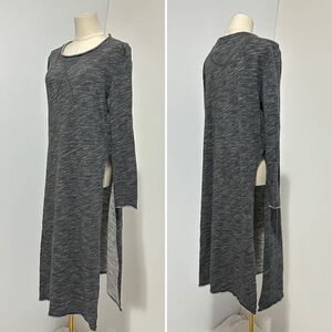 Free People Heather Gray Long Sleeve Side Slit Midi Dress Size S Small